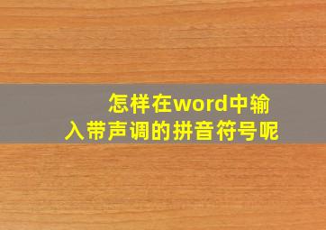 怎样在word中输入带声调的拼音符号呢