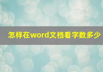 怎样在word文档看字数多少