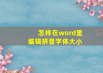 怎样在word里编辑拼音字体大小