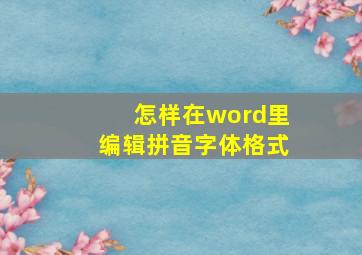 怎样在word里编辑拼音字体格式