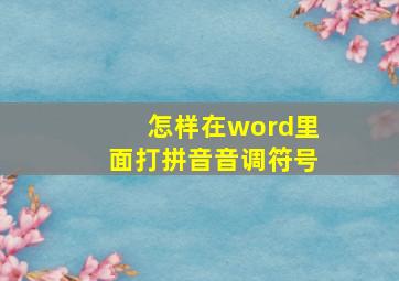 怎样在word里面打拼音音调符号