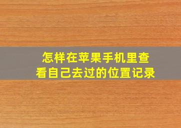 怎样在苹果手机里查看自己去过的位置记录