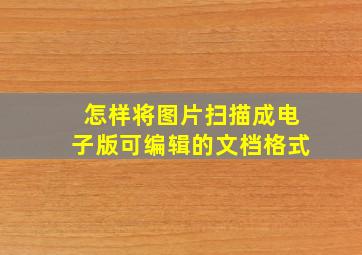 怎样将图片扫描成电子版可编辑的文档格式