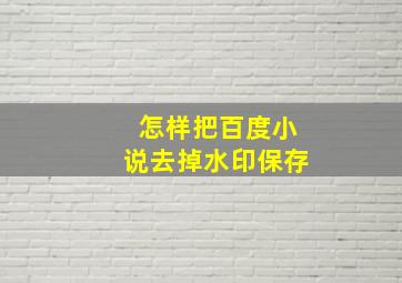 怎样把百度小说去掉水印保存