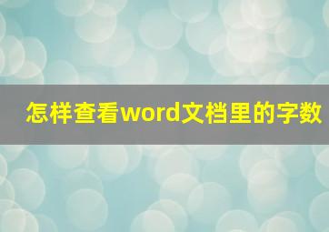 怎样查看word文档里的字数