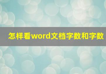 怎样看word文档字数和字数