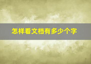 怎样看文档有多少个字