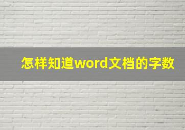 怎样知道word文档的字数