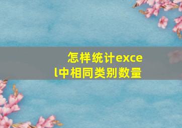 怎样统计excel中相同类别数量