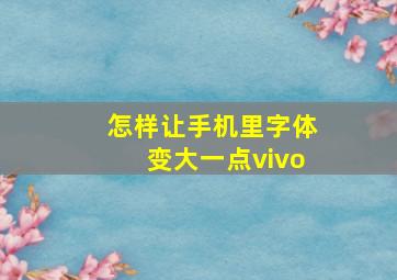 怎样让手机里字体变大一点vivo