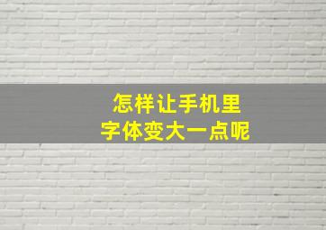 怎样让手机里字体变大一点呢