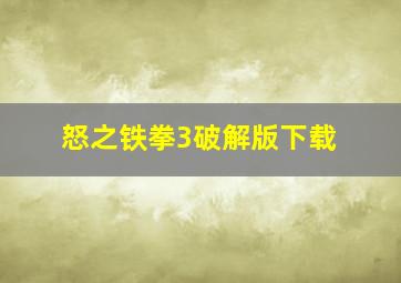 怒之铁拳3破解版下载