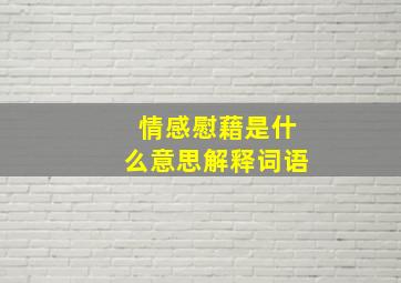 情感慰藉是什么意思解释词语