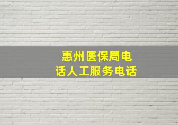 惠州医保局电话人工服务电话