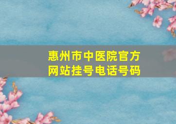 惠州市中医院官方网站挂号电话号码