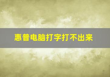 惠普电脑打字打不出来