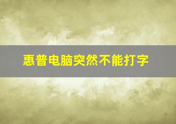 惠普电脑突然不能打字