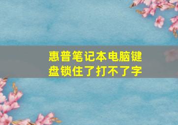 惠普笔记本电脑键盘锁住了打不了字