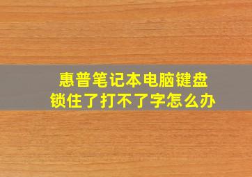 惠普笔记本电脑键盘锁住了打不了字怎么办