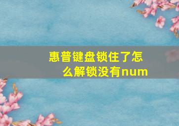 惠普键盘锁住了怎么解锁没有num