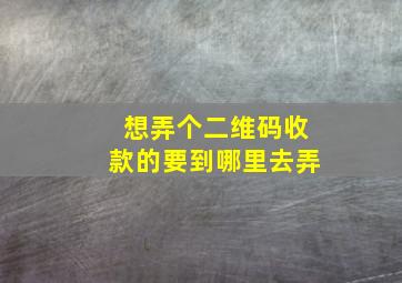 想弄个二维码收款的要到哪里去弄