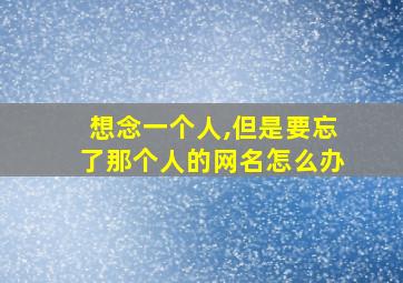 想念一个人,但是要忘了那个人的网名怎么办