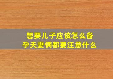 想要儿子应该怎么备孕夫妻俩都要注意什么