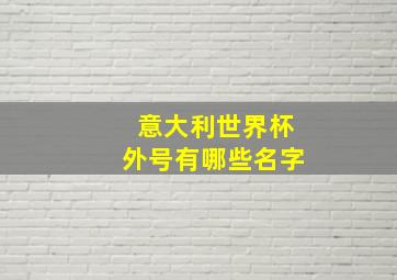 意大利世界杯外号有哪些名字