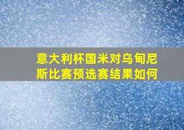 意大利杯国米对乌甸尼斯比赛预选赛结果如何