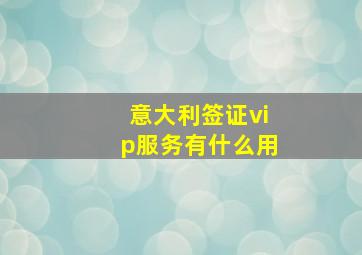 意大利签证vip服务有什么用