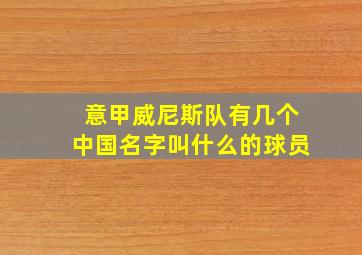 意甲威尼斯队有几个中国名字叫什么的球员