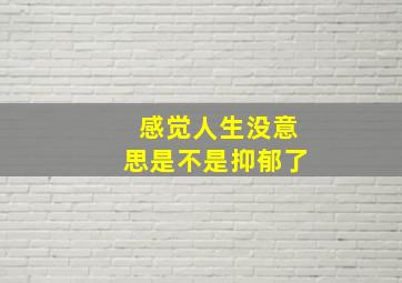 感觉人生没意思是不是抑郁了