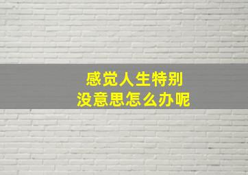 感觉人生特别没意思怎么办呢