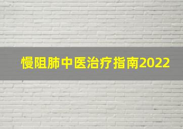 慢阻肺中医治疗指南2022