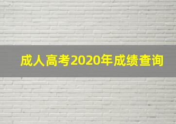 成人高考2020年成绩查询