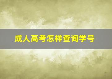 成人高考怎样查询学号