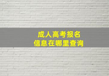 成人高考报名信息在哪里查询