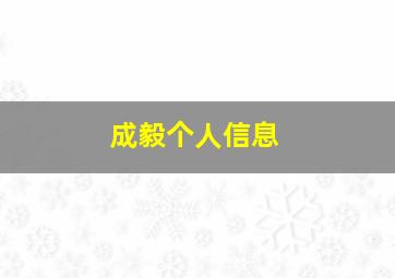 成毅个人信息