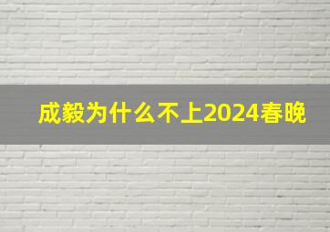 成毅为什么不上2024春晚