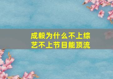 成毅为什么不上综艺不上节目能顶流