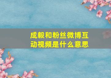 成毅和粉丝微博互动视频是什么意思