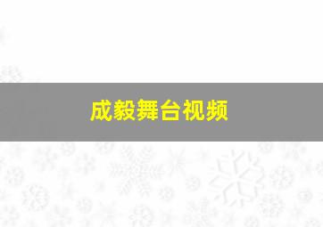 成毅舞台视频