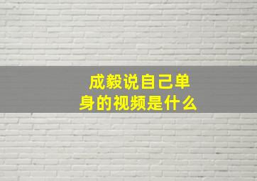 成毅说自己单身的视频是什么