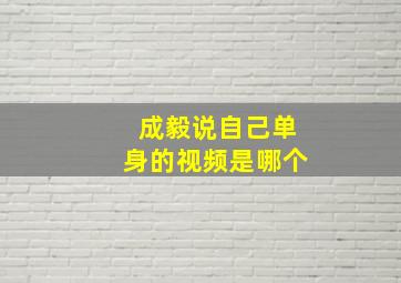 成毅说自己单身的视频是哪个