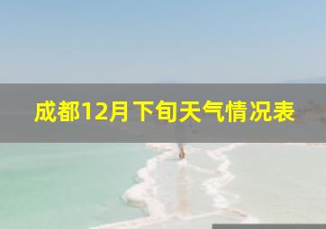 成都12月下旬天气情况表