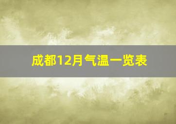 成都12月气温一览表