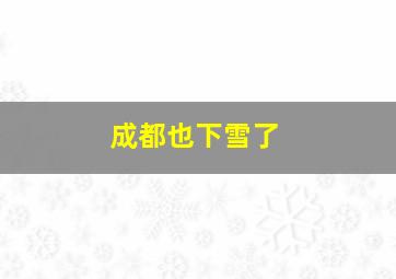 成都也下雪了