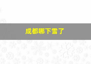 成都哪下雪了