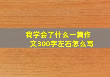 我学会了什么一篇作文300字左右怎么写