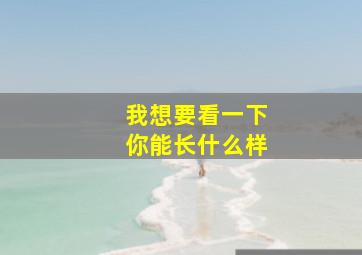 我想要看一下你能长什么样